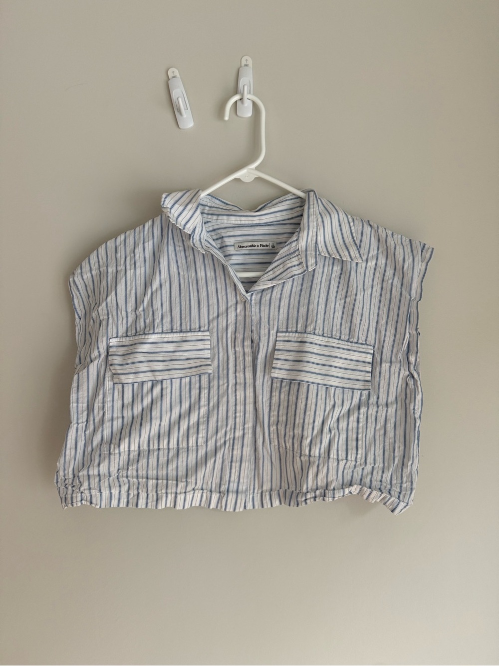 Abercrombie & Fitch White Shirt with Blue Stripes